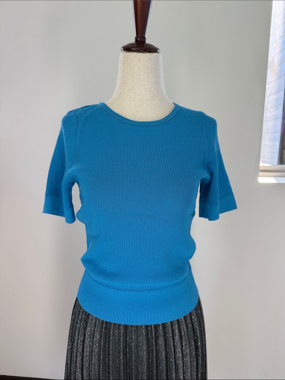 Mango Bright Blue Short-Sleeve Knit Top